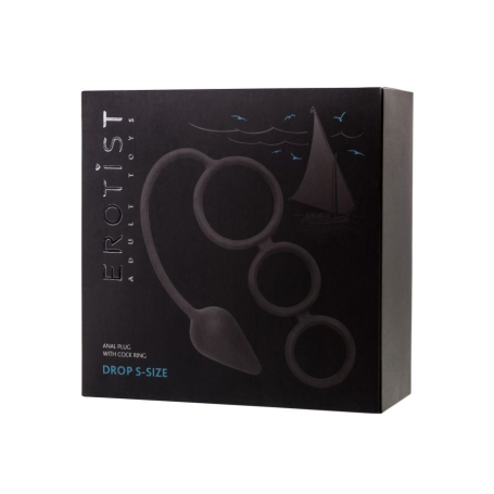 Эрекционные кольца с анальной пробкой Drop S-size