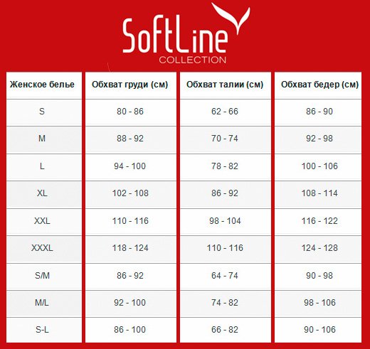 Таблица размеров Softline